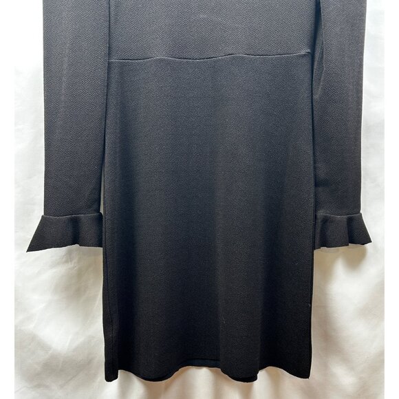 Free People Dress Womens XS Black Textured Deep V-Neck Mini Dress Flared Cuff - Picture 11 of 11